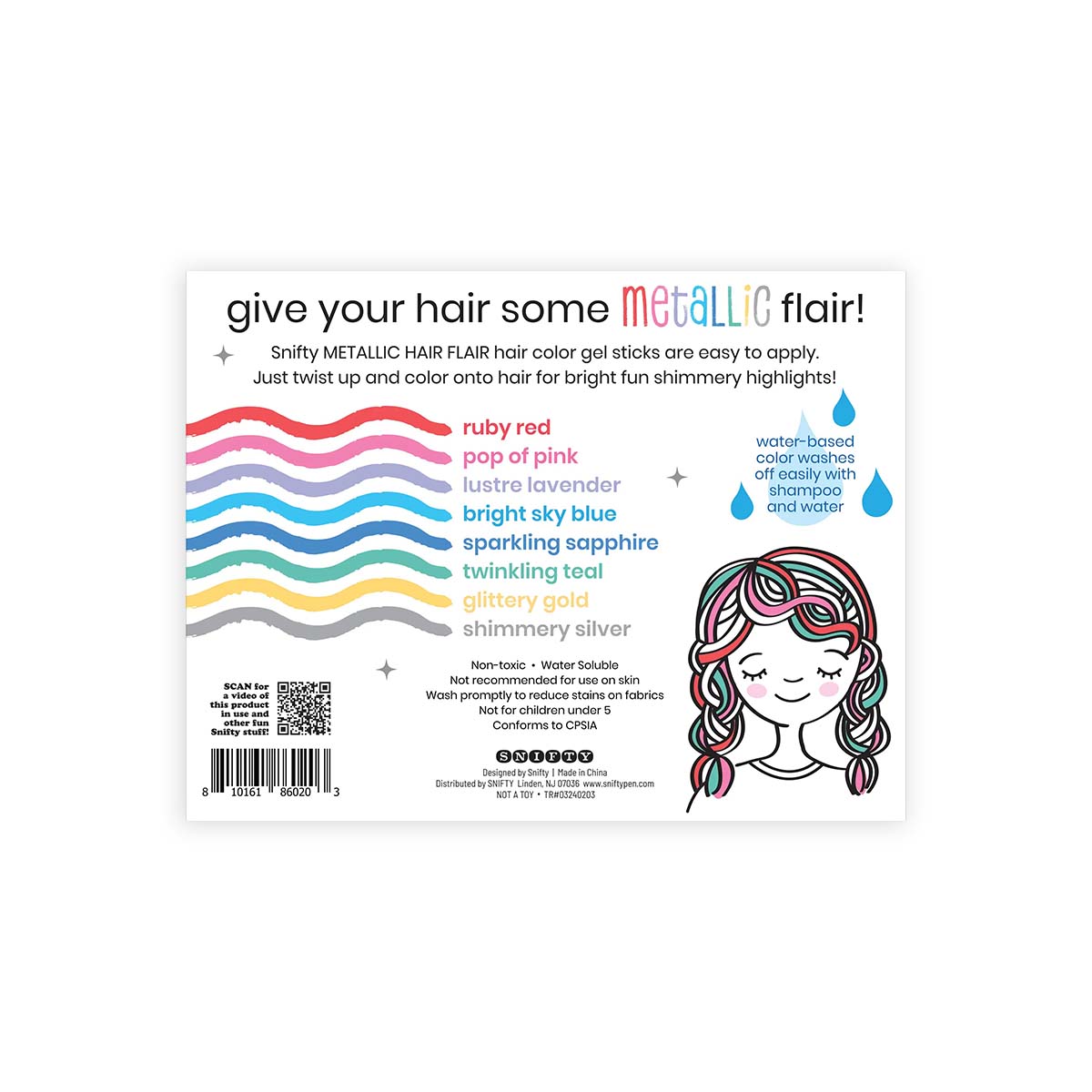Snifty Metallic Hair Flair - 8 Shimmery Hair Color Gel Sticks