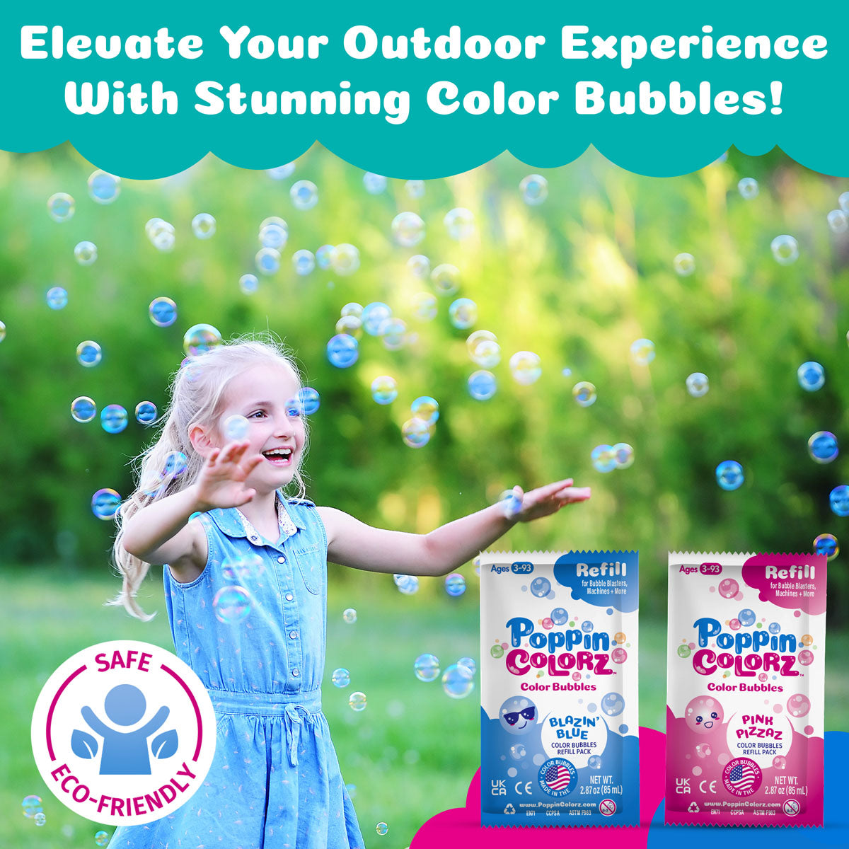 South Beach Bubbles Poppin Colorz Colored Bubble Solution in Pink or Blue