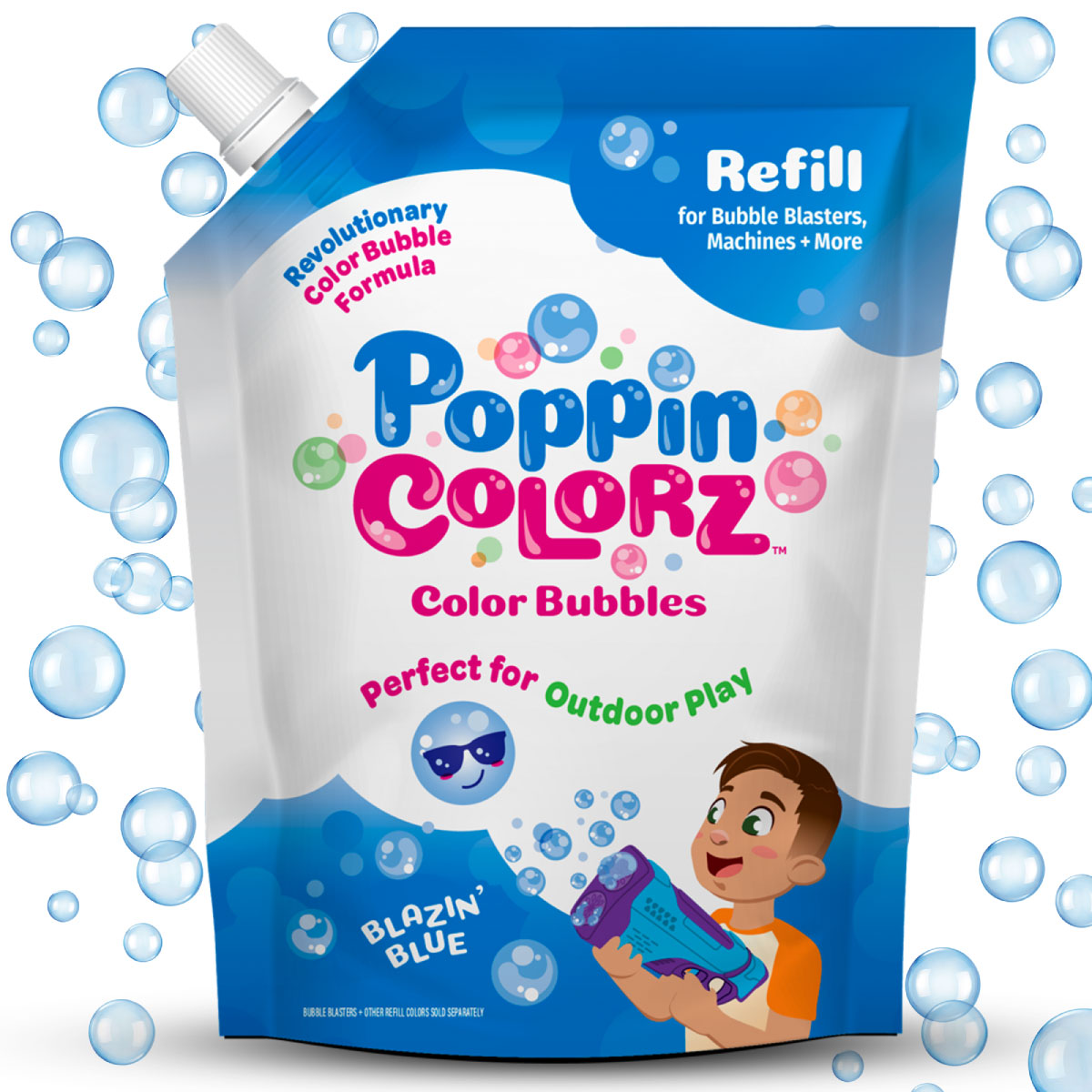 South Beach Bubbles PoppinColorz Color Bubbles 14oz Refill Pouch Blazin Blue