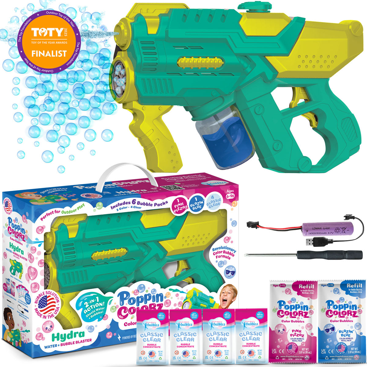 South Beach Bubbles PoppinColorz Hydra 2-in-1 Water and Bubble Blaster