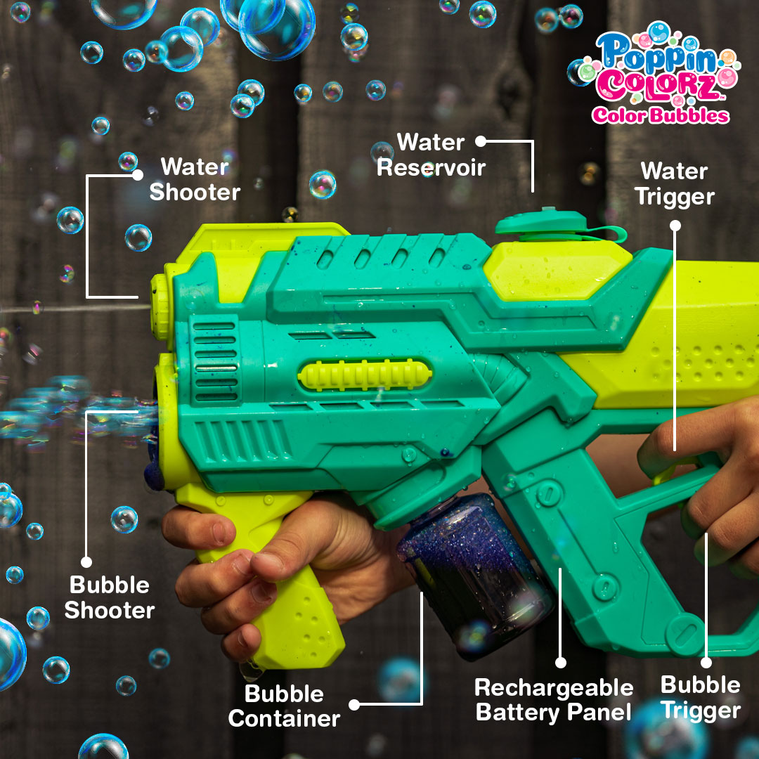 South Beach Bubbles PoppinColorz Hydra 2-in-1 Water and Bubble Blaster