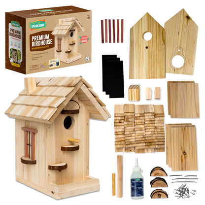 SparkJump Premium Birdhouse Woodworking Kit