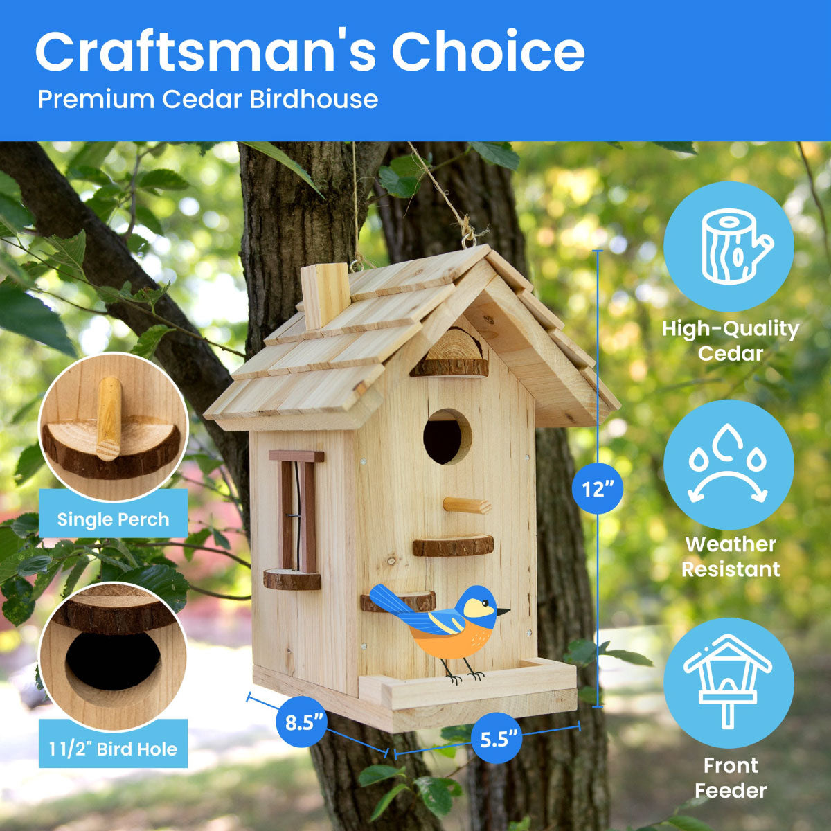 SparkJump Premium Birdhouse Woodworking Kit