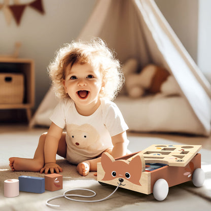 Speedy Monkey Fox Blocks Shape Sorter Cart
