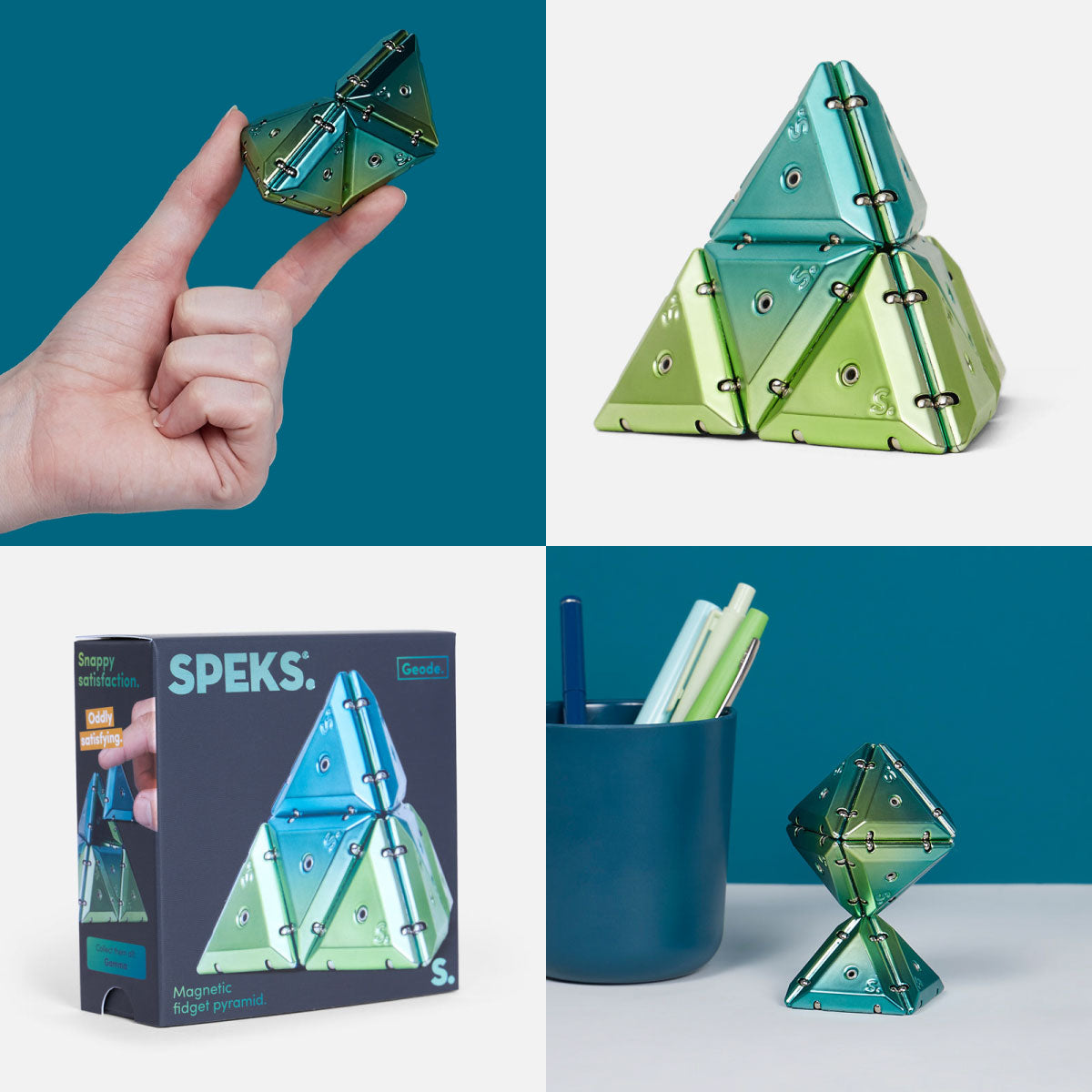 Speks Geode Chrome Gamma Pyramid Magnetic Fidget