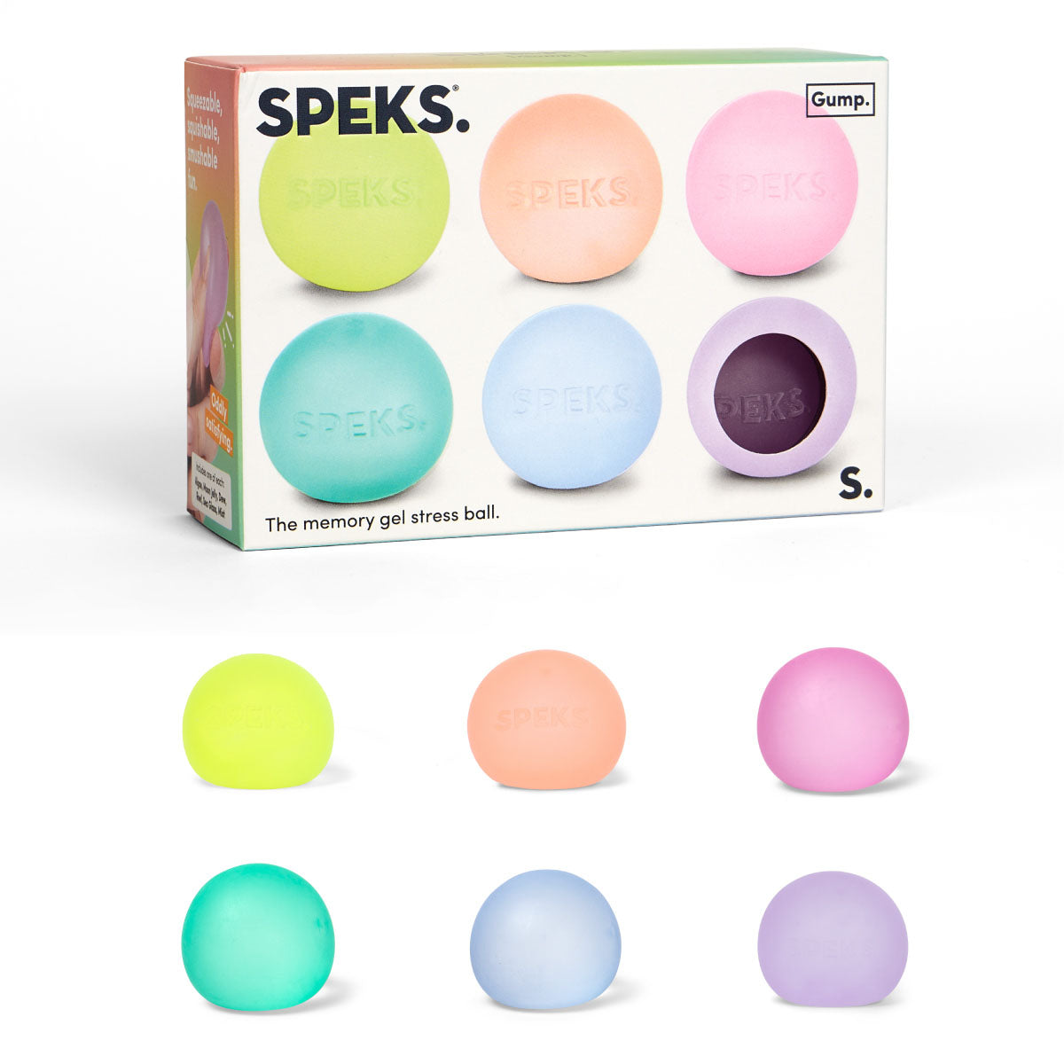 Speks Gump Mini Memory Gel Stress Balls 6 Pack