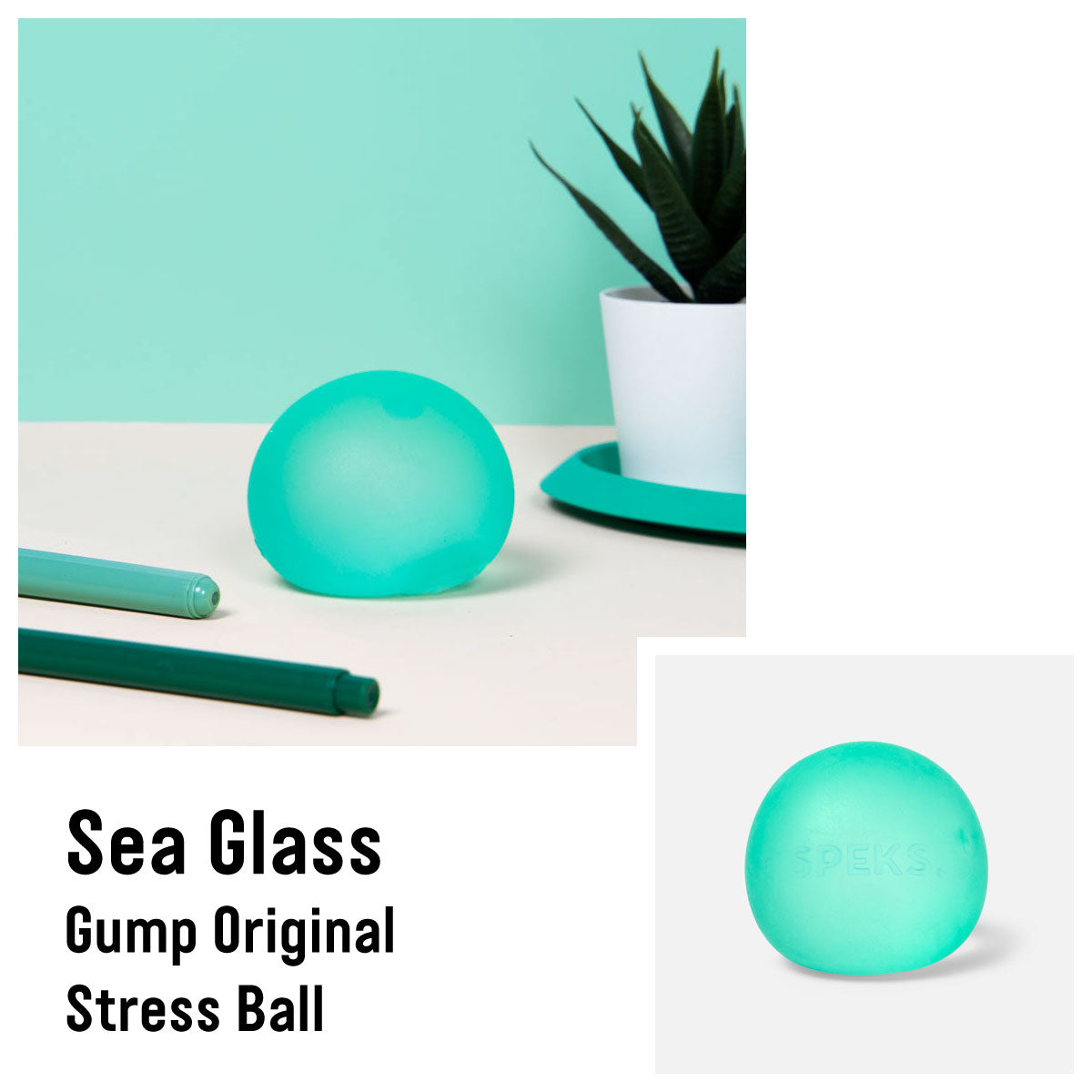 Speks Original Gump Stress Balls in Sea Glass Light Aqua