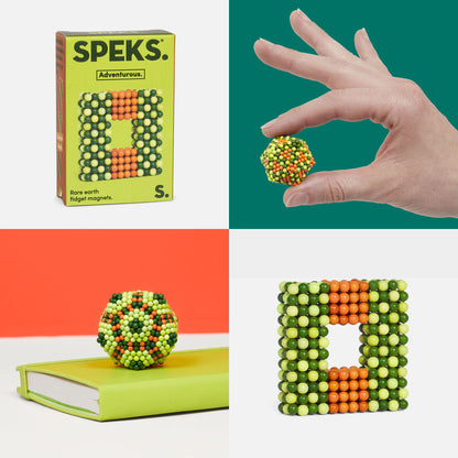 Speks Bold 432 Mini Fidget Magnets - Adventurous (dark green / light green / orange)