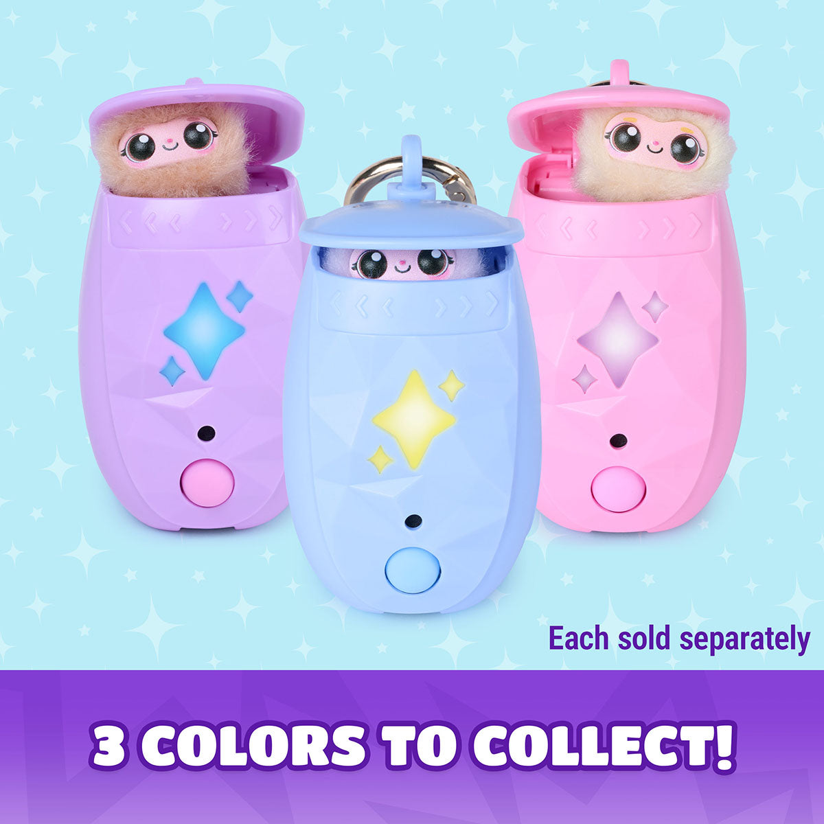 Spin Master Peekimo Electronic Pet - three colors ot collect: Light purple, light blue, and light pink. Each sold separately.