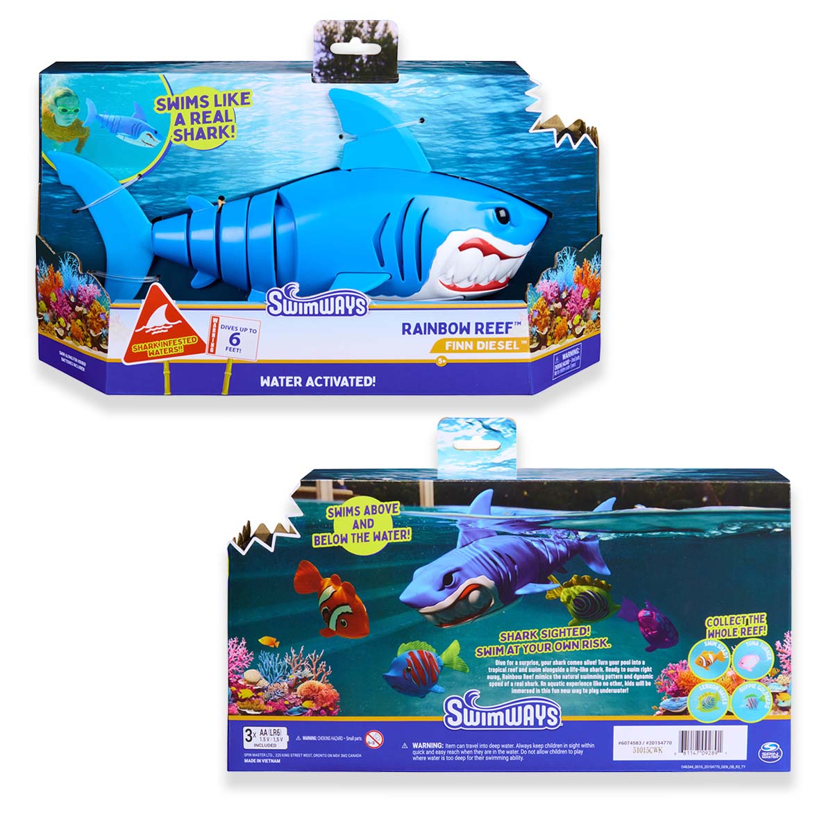 Spin Master - Swimways Rainbow Reef: Finn Diesel Water Activated Shark