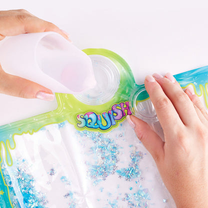 Super Squish Fidget Bag hand adding water