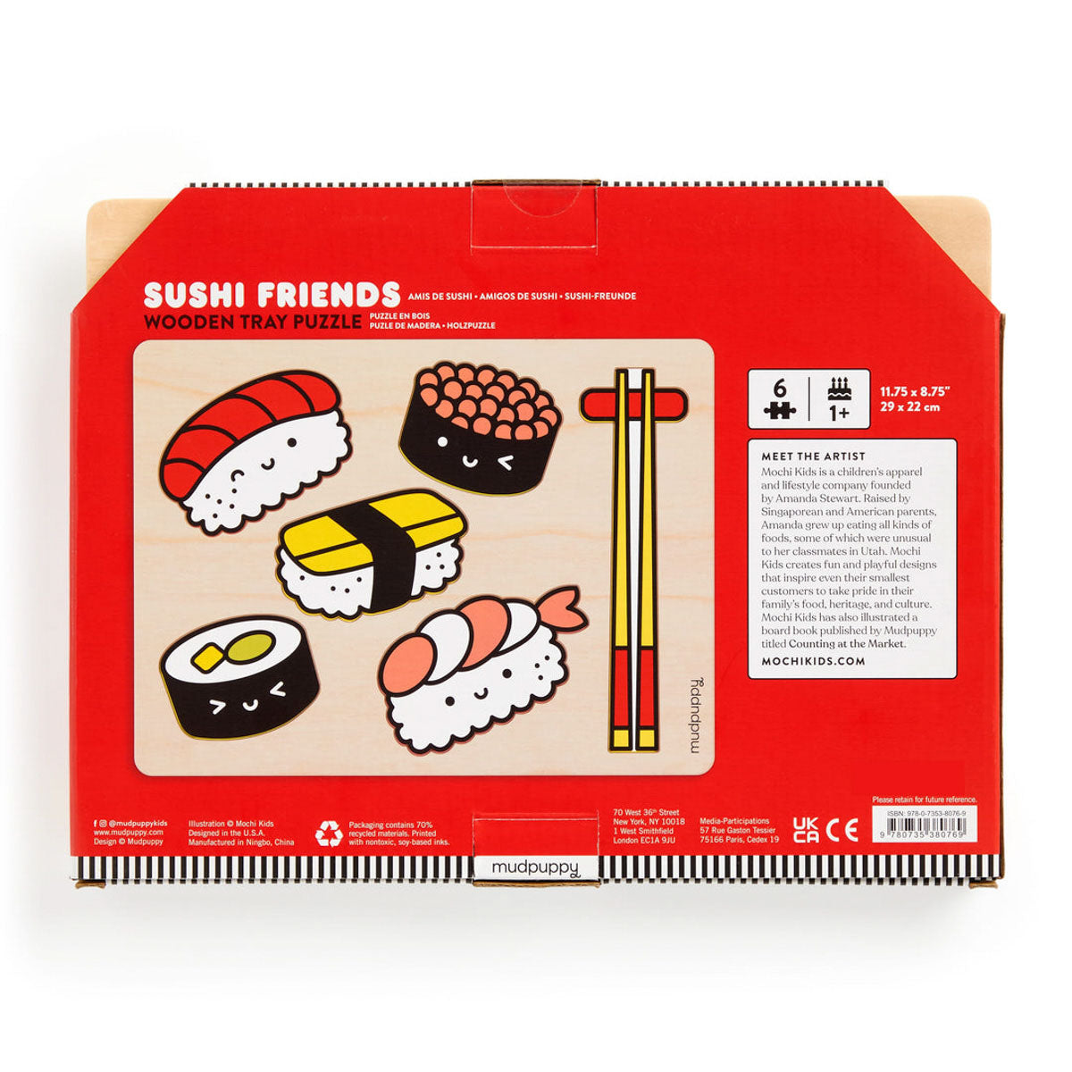 MudPuppy Sushi Friends Wooden Tray Puzzle from Chronicle.