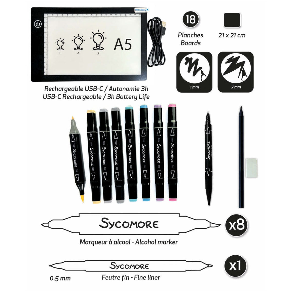 Sycomore Artissimo Create Your Manga Characters Rechargeable Light Pad