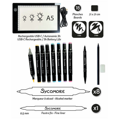 Sycomore Artissimo Create Your Manga Characters Rechargeable Light Pad
