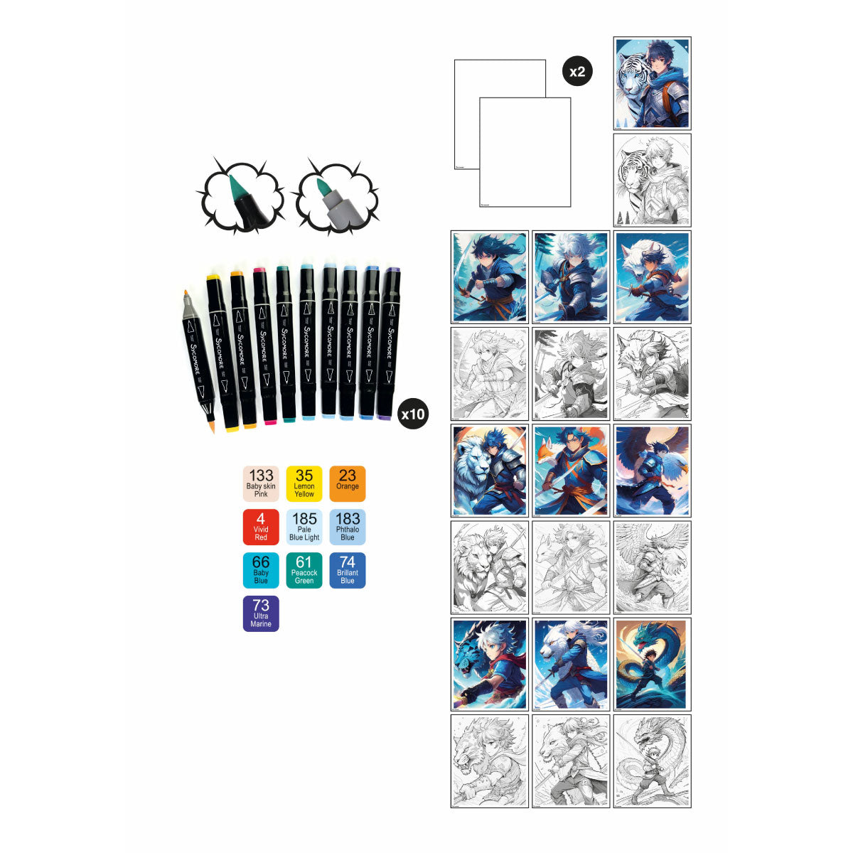 Sycomore Artissimo Manga Warrior Heroes Layout and Markers Set