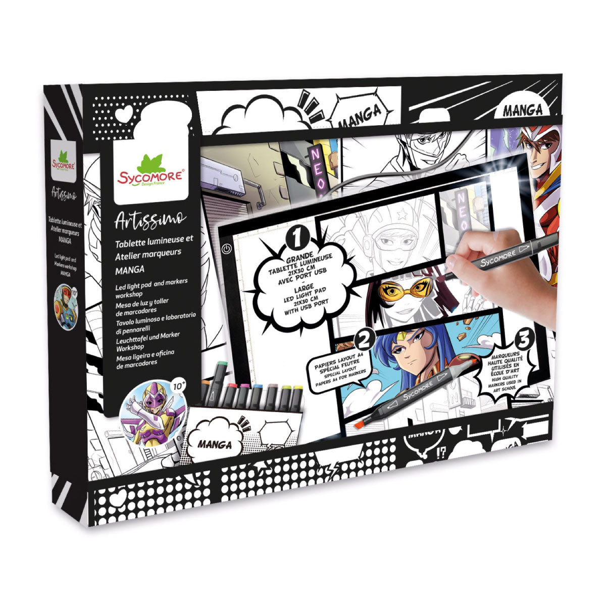 Sycomore Artissimo Manga XXL+ LED Light Pad and Markers Workshop