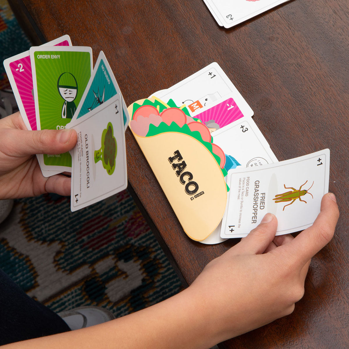 Kids playing Taco vs Burrito Card Game