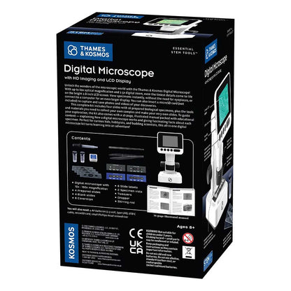 Back of box. Thames and Kosmos Digital Microscope with HD Imaging