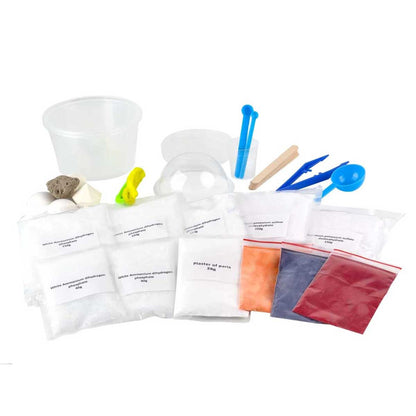 Contents laid out. Thames and Kosmos Ooze Labs: Big Bucket of Crystal Growing