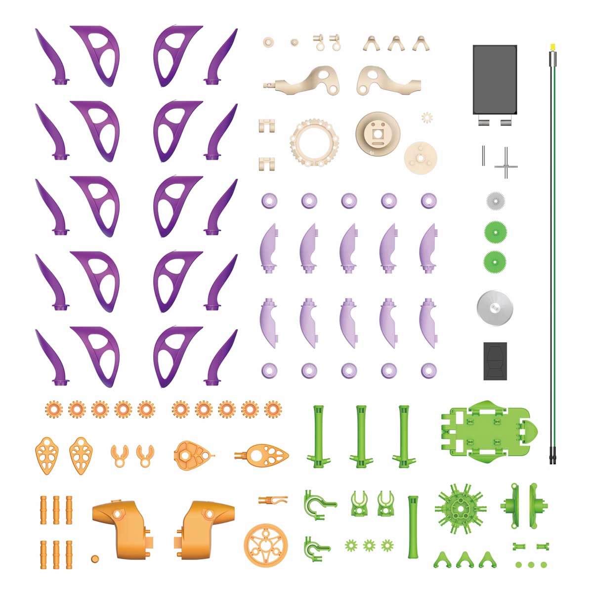 Pieces included for of purple mechanical flower by Thames and Kosmos SolarFlower Purple Majestic