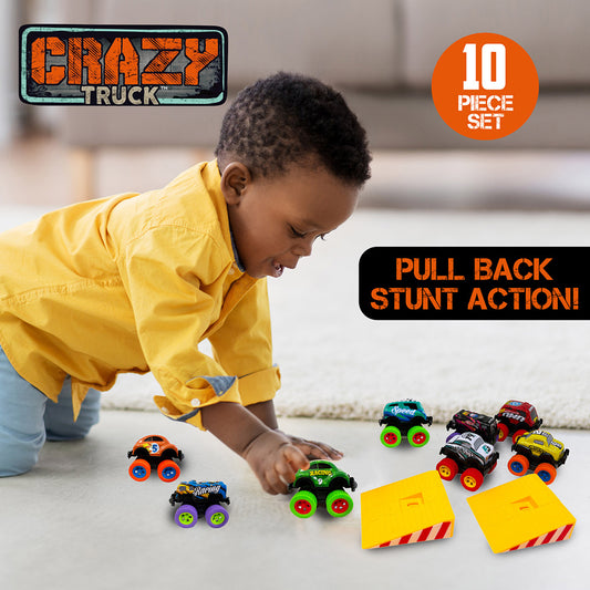 Crazy Truck Die Cast Pull-Back Trucks Set