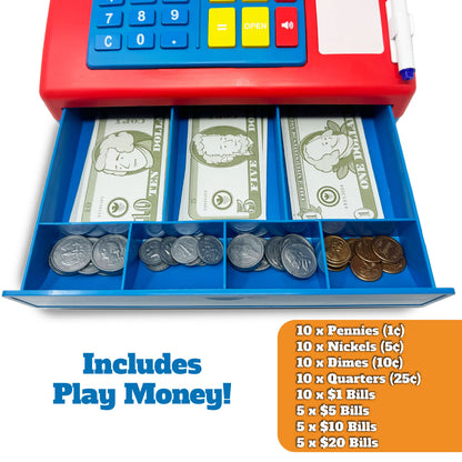 Thin Air Brands Dr STEM Toys Solar Powered Cash Register Toy with play money and coins