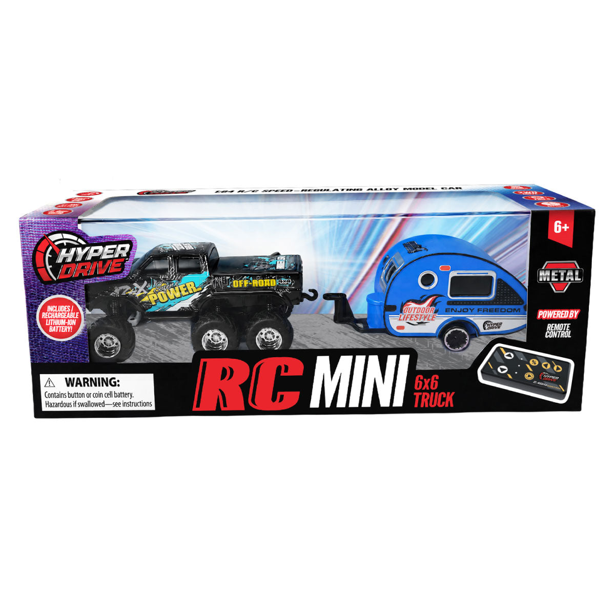 Hyper Drive Mini RC 6-Wheel Pickup Truck with Camper Trailer