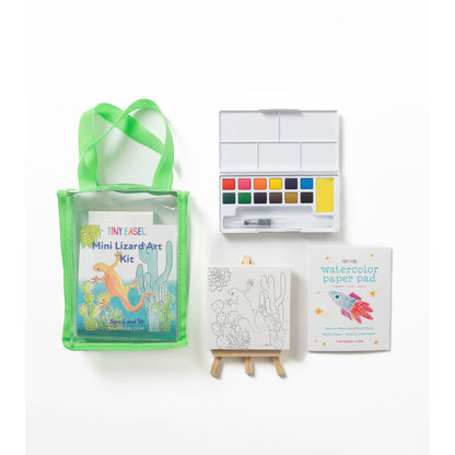 Lizard Tiny Easel Mini Watercolor Art Kit
