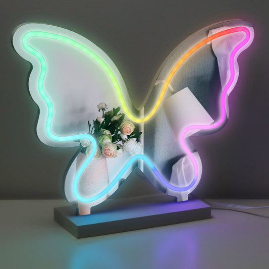 Trend Tech Butterfly Neon Mirror Wall Art