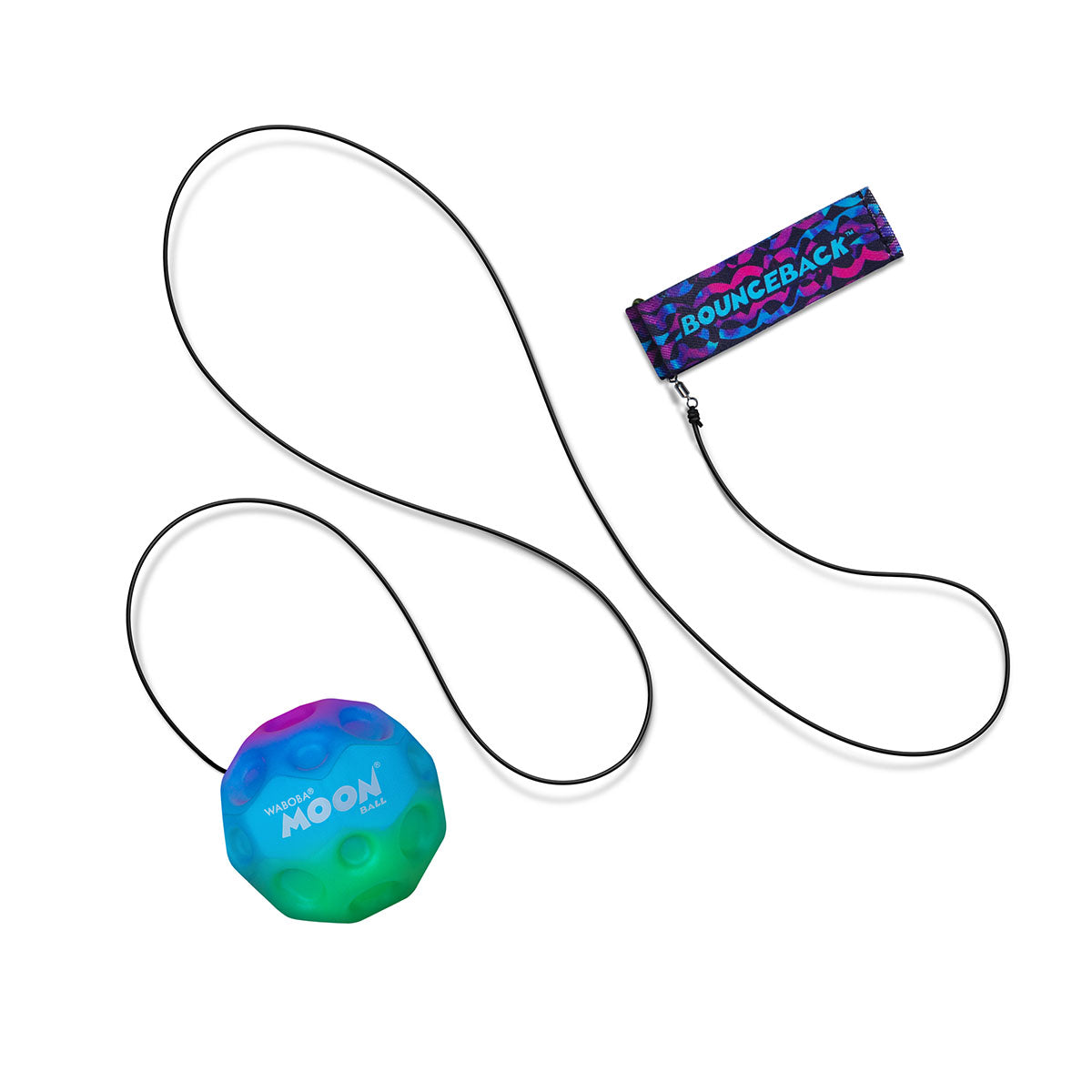 Waboba Gradients BounceBack Moon Ball 2.5” - Purple/blue/green out of package