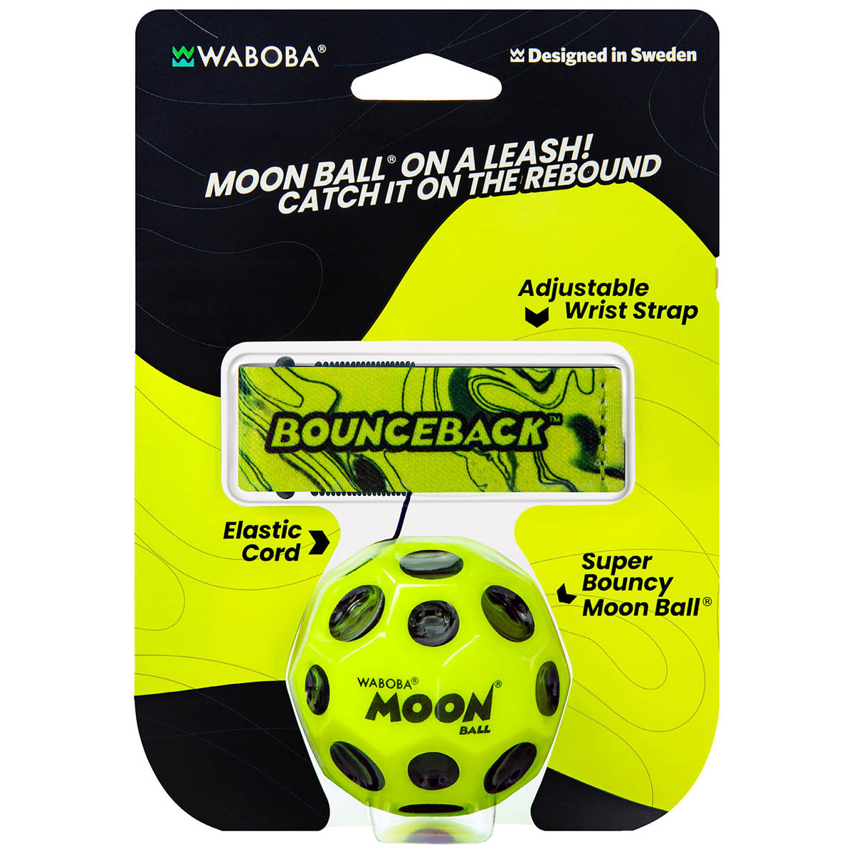 Waboba BounceBack Moon Ball 2.5” neon yellow