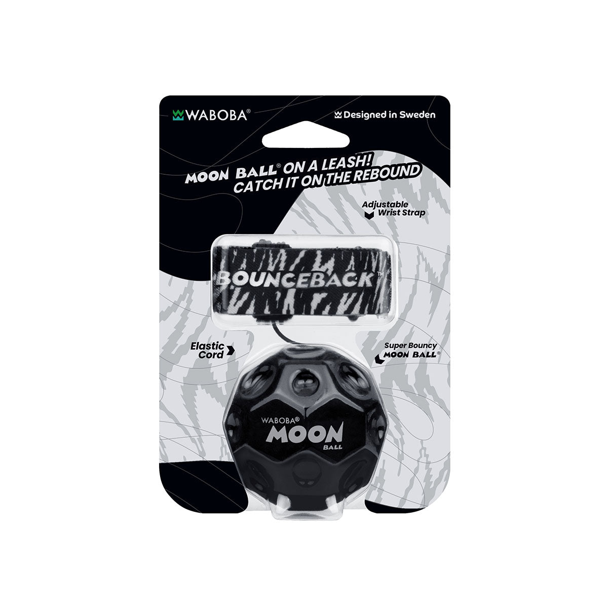 Waboba Solid Colors BounceBack Moon Ball 2.5” - Black