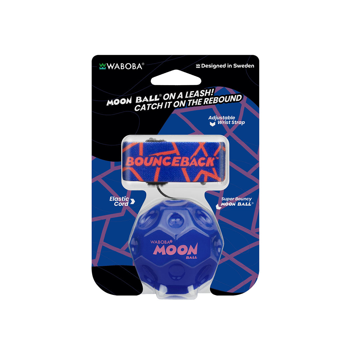 Waboba Solid Colors BounceBack Moon Ball 2.5” - Blue