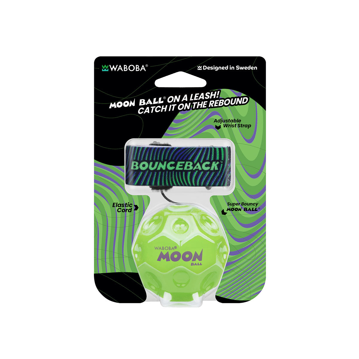 Waboba Solid Colors BounceBack Moon Ball 2.5” - Green