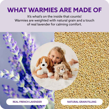 What warmies are made of: scented with real french lavender, weighted with natural grain filling.