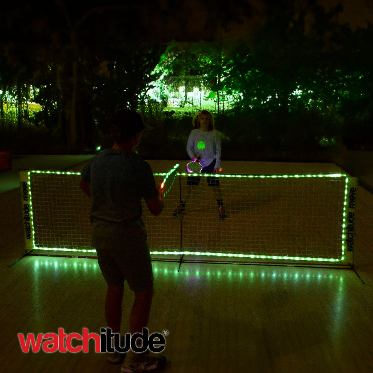 Kids LED Light-Up Pickleball 10’ Net & Paddle Set from Watchitude MOVE