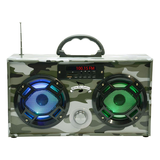 Wireless Express Boombox Couture FM Radio + Bluetooth Boombox Green Camo