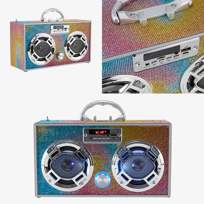 Boombox Couture FM Radio + Bluetooth Boombox Swirl Bling