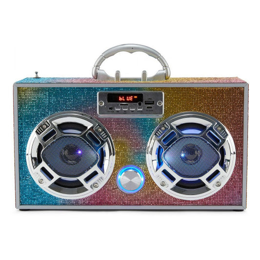 Boombox Couture FM Radio + Bluetooth Boombox Swirl Bling
