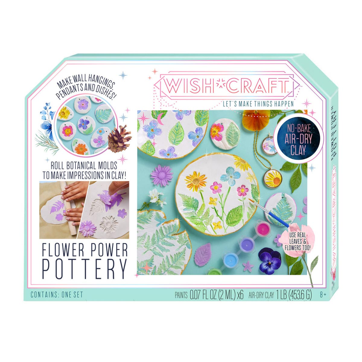 Wish*Craft Flower Power Pottery from Bright Stripes. Perfect for making ceramic jewelry pendants, trinket dishes, wall art, and more.