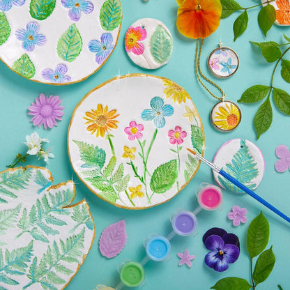 Wish*Craft Flower Power Pottery from Bright Stripes. Perfect for making ceramic jewelry pendants, trinket dishes, wall art, and more.