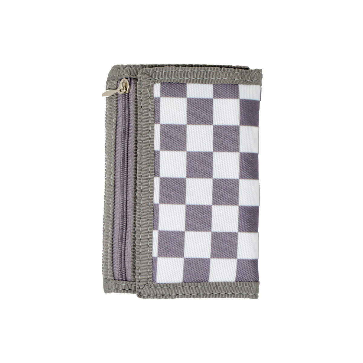 Light Gray Kid’s Checkered Tri-Fold Wallet