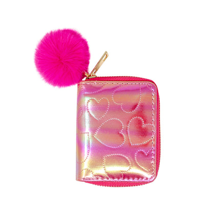 Hot Pink Tiny Treasures Shiny Dotted Heart Wallet