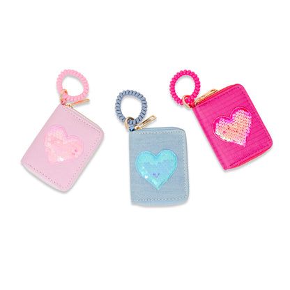 Tiny Treasures Sequin Heart Spiral Strap Wallet