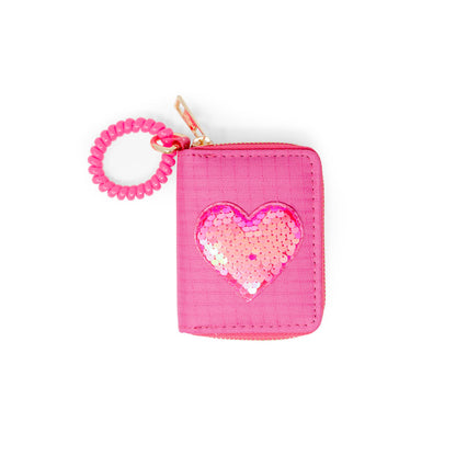 Hot Pink Tiny Treasures Sequin Heart Spiral Strap Wallet