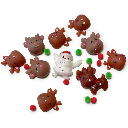 Taba-Zaba Squishy Christmas Santa with Reindeer 10 pc Fidgets
