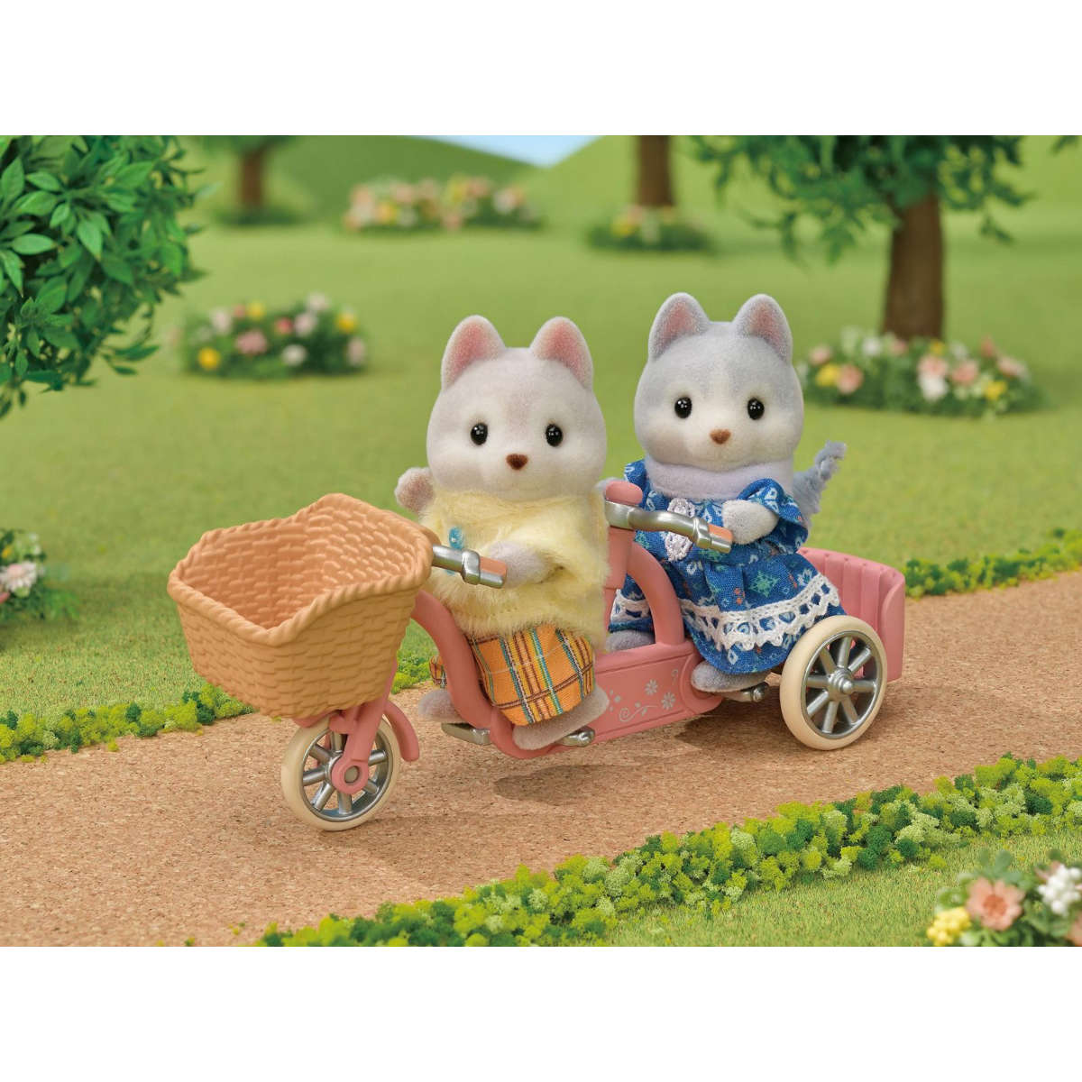 Calico Critters Tandem Cycling Set Husky Twins