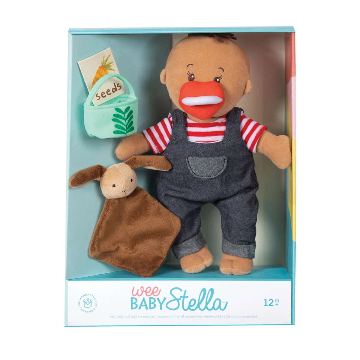Manhattan Toy Company Wee Baby Stella Brown Doll Tiny Farmer Set