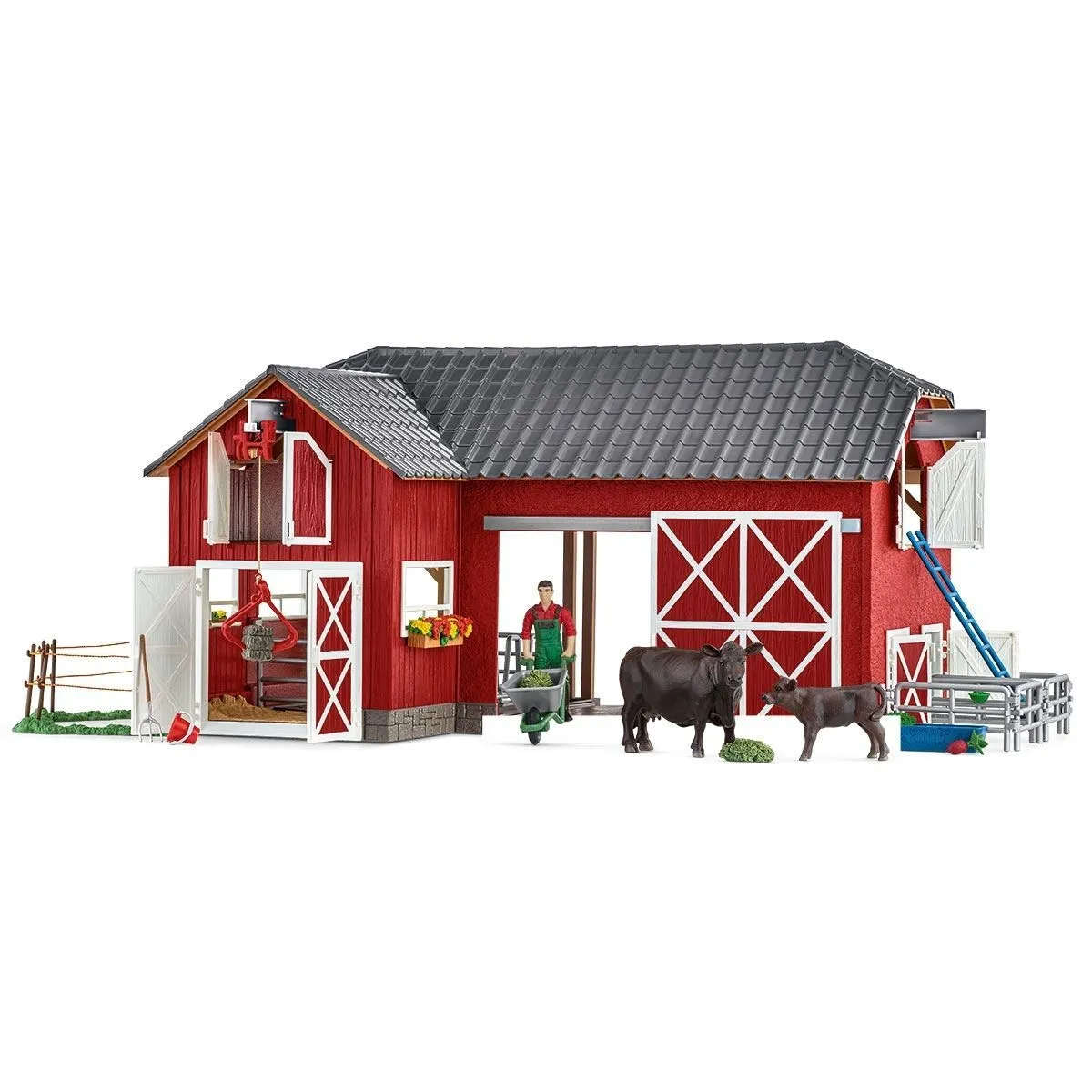 Schleich Red Bard with Black Angus Cows and Farmer