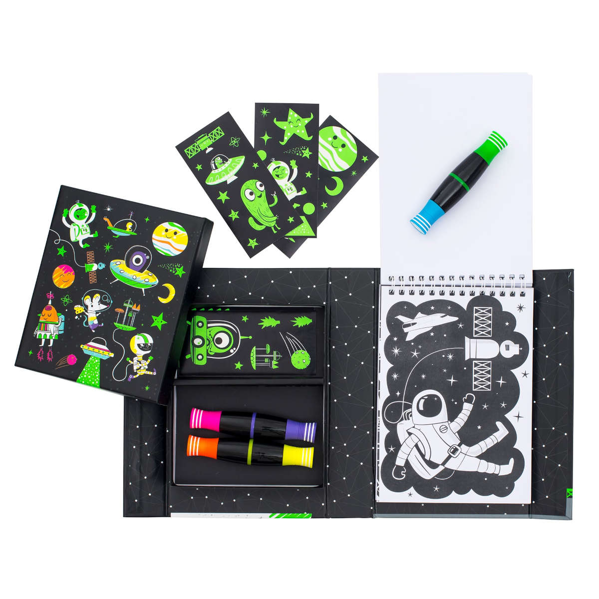 Schylling Tiger Tribe Outer Space Neon Coloring Set